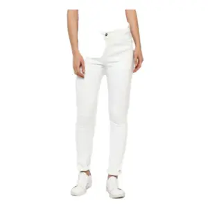 Women's Denim Solid Buttoned Jeans (White)