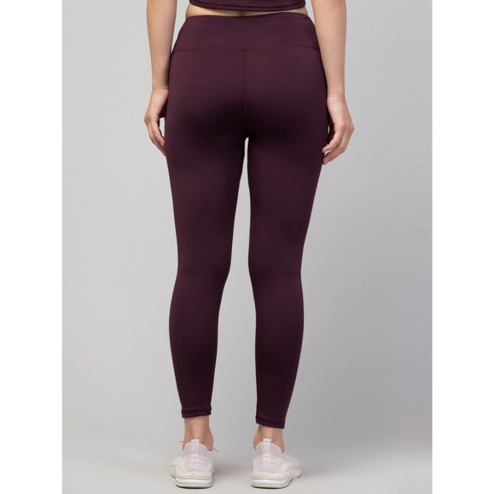 Women's Polyester Solid Ankle Length High-Rise Tights (Purple) - Image 6