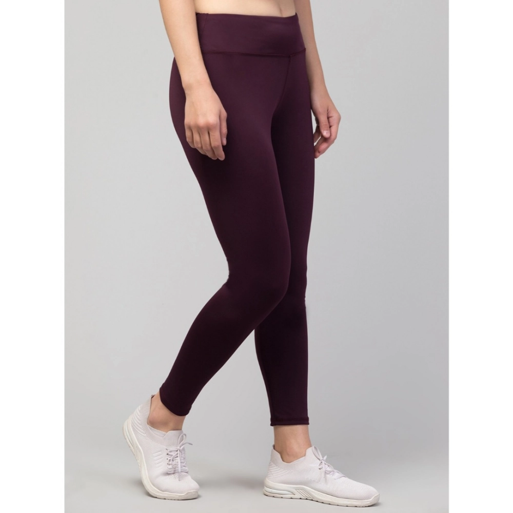 Women's Polyester Solid Ankle Length High-Rise Tights (Purple) - Image 5
