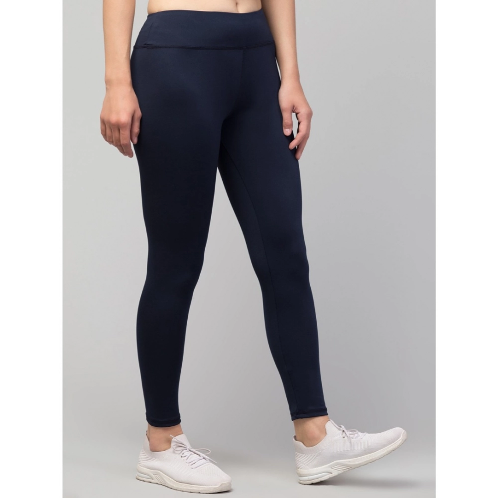 Women's Polyester Solid Ankle Length High-Rise Tights (Navy) - Image 4
