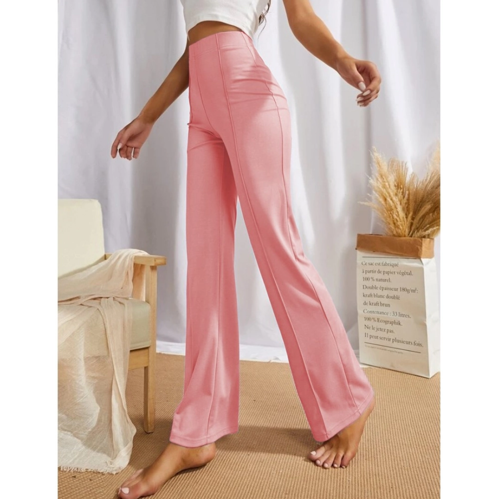 Women's Polyester Solid Regular Fit Pant (Peach) - Image 2