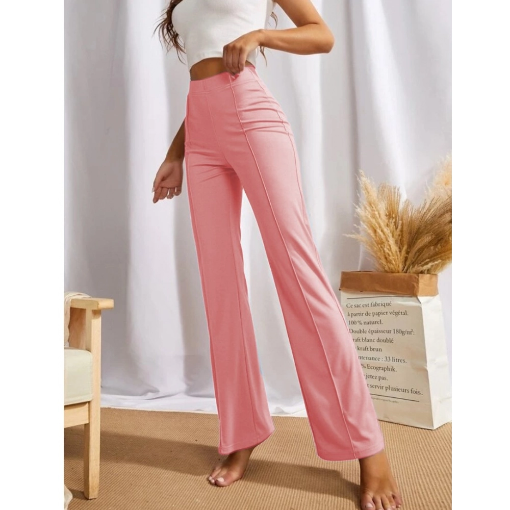 Women's Polyester Solid Regular Fit Pant (Peach) - Image 4