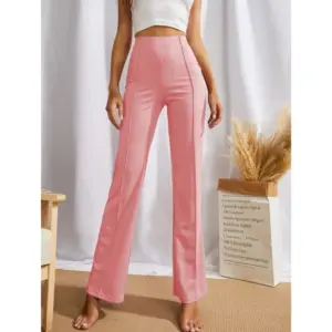 Women's Polyester Solid Regular Fit Pant (Peach)