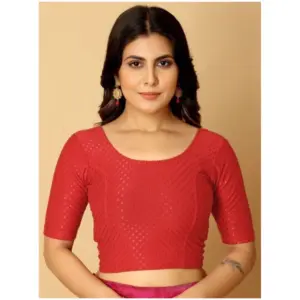 Pack Of_2 Women's Hosiery Short Sleeves Round Neck Non-Padded Blouse (Red)