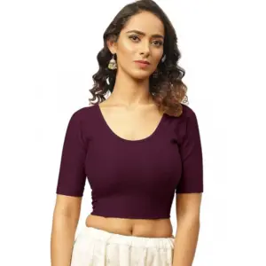 Pack Of_2 Women's Hosiery Short Sleeves Round Neck Non-Padded Blouse (Purple)