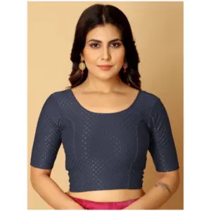 Pack Of_2 Women's Hosiery Short Sleeves Round Neck Non-Padded Blouse (Navy Blue)