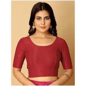 Pack Of_2 Women's Hosiery Short Sleeves Round Neck Non-Padded Blouse (Maroon)