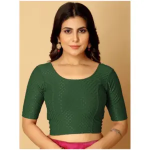 Pack Of_2 Women's Hosiery Short Sleeves Round Neck Non-Padded Blouse (Green)