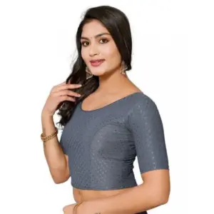 Pack Of_2 Women's Hosiery Short Sleeves Round Neck Non-Padded Blouse (Grey)