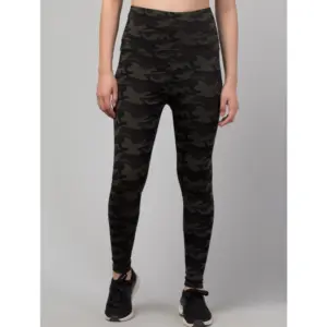 Women's Polyester Spandex Solid Ankle Length High Rise Slip On Tights (Black)