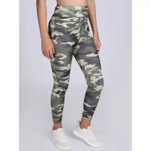 Women's Polyester Spandex Printed Ankle Length High Rise Slip On Tights (Grey)