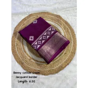 Women's Benny Crape Printed Saree With Unstitched Blouse 5.5Mtr (Purple)