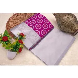 Women's Soft Lichi Silk Printed Saree With Unstitched Blouse 5.5Mtr (Pink)