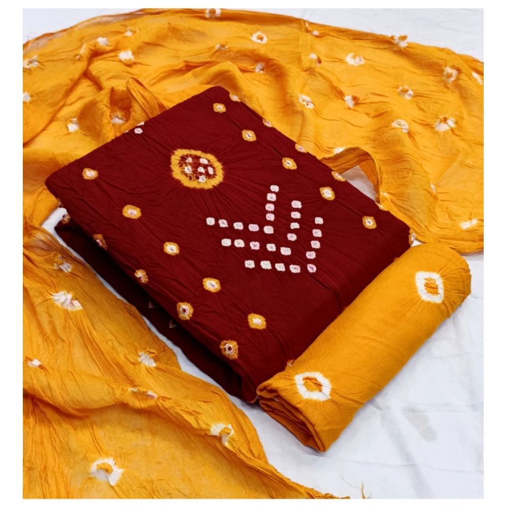 Women's Rayon Printed Unstitched Salwar Suit Material With Dupatta 2.3Mtrs (Red)