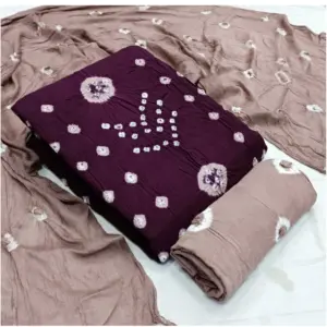 Women's Rayon Printed Unstitched Salwar Suit Material With Dupatta 2.3Mtrs (Wine)