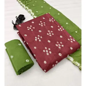 Women's Cambric Cotton Printed Unstitched Salwar Suit Material With Dupatta 2.3Mtrs (Green)