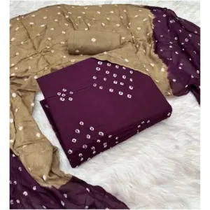 Women's Rayon Printed Unstitched Salwar Suit Material With Dupatta 2.3Mtrs (Wine)