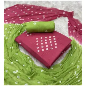 Women's Rayon Printed Unstitched Salwar Suit Material With Dupatta 2.3Mtrs (Pink)