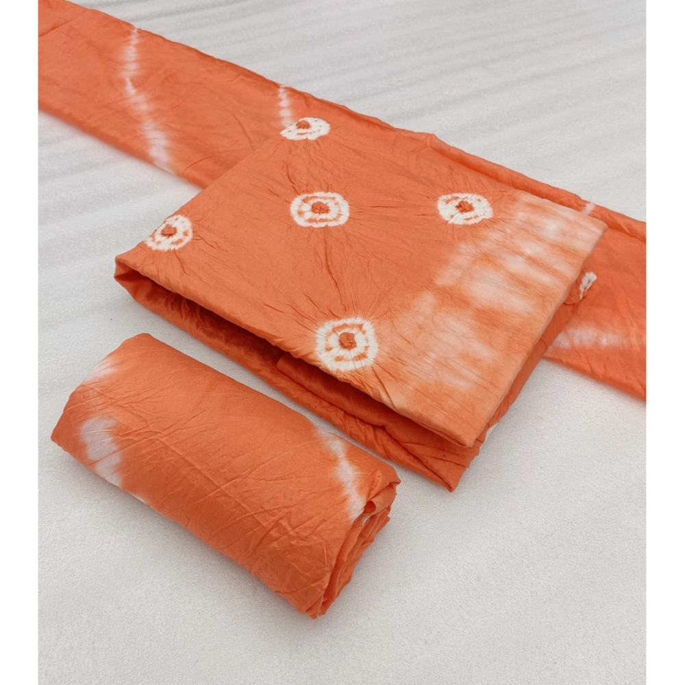 Women's Chanderi Cotton Printed Unstitched Salwar Suit Material With Dupatta 2.3Mtrs (Peach) - Image 3