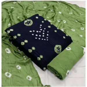 Women's Rayon Printed Unstitched Salwar Suit Material With Dupatta 2.3Mtrs (Black)