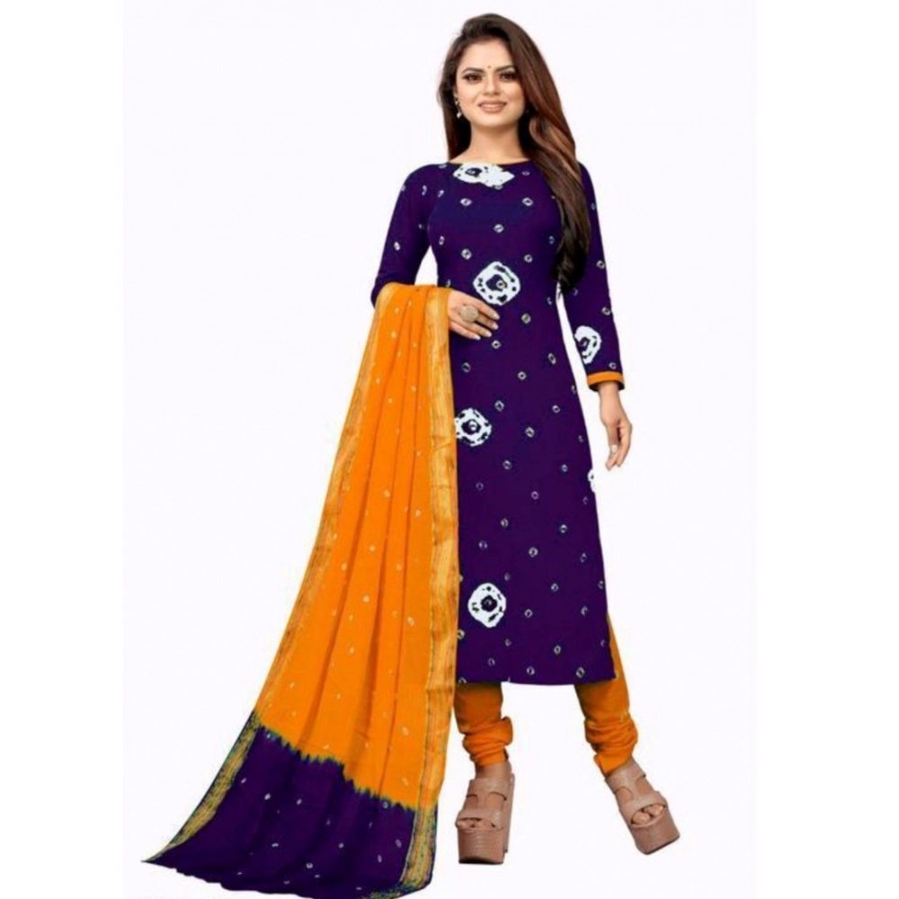 Women's Rayon Printed Unstitched Salwar Suit Material With Dupatta 2.3Mtrs (Purple) - Image 2