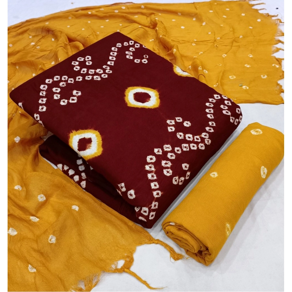 Women's Rayon Printed Unstitched Salwar Suit Material With Dupatta 2.3Mtrs (Red) - Image 2