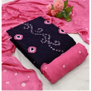 Women's Rayon Printed Unstitched Salwar Suit Material With Dupatta 2.3Mtrs (Blue)