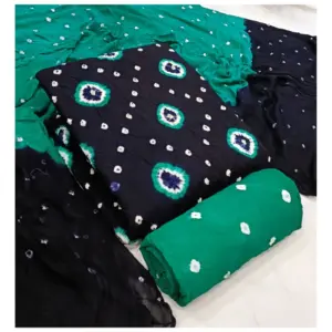 Women's Rayon Printed Unstitched Salwar Suit Material With Dupatta 2.3Mtrs (Black)