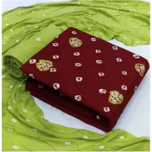 Women's Rayon Printed Unstitched Salwar Suit Material With Dupatta 2.3Mtrs (Red)