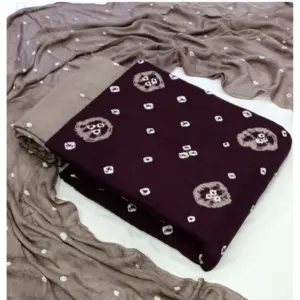 Women's Rayon Printed Unstitched Salwar Suit Material With Dupatta 2.3Mtrs (Coffee)