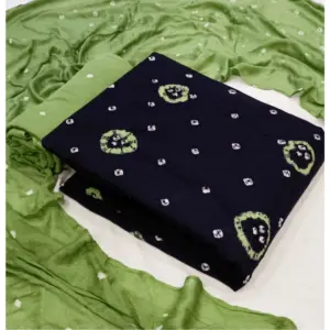 Women's Rayon Printed Unstitched Salwar Suit Material With Dupatta 2.3Mtrs (Black)