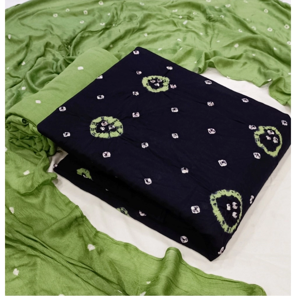 Women's Rayon Printed Unstitched Salwar Suit Material With Dupatta 2.3Mtrs (Black)