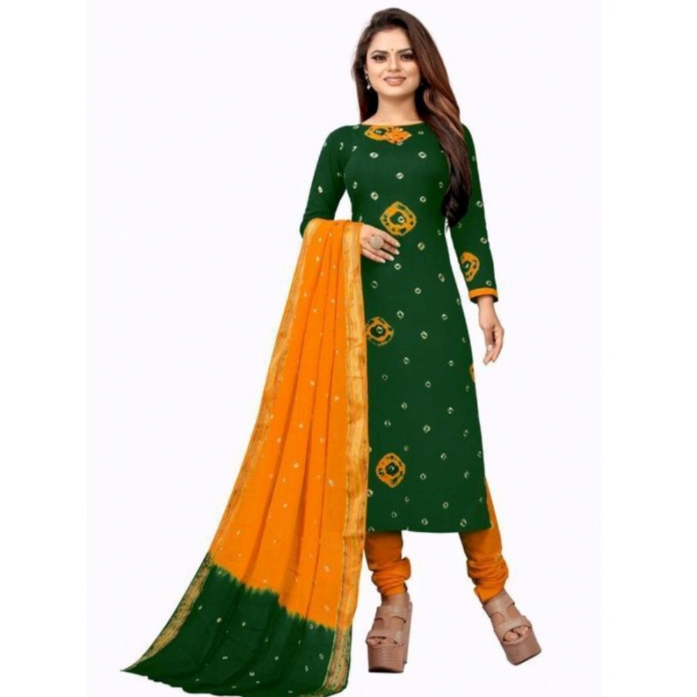 Women's Rayon Printed Unstitched Salwar Suit Material With Dupatta 2.3Mtrs (Green) - Image 2