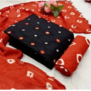 Women's Rayon Printed Unstitched Salwar Suit Material With Dupatta 2.3Mtrs (Black)