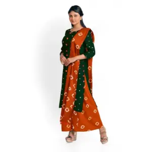 Women's Rayon Printed Unstitched Salwar Suit Material With Dupatta 2.3Mtrs (Green)