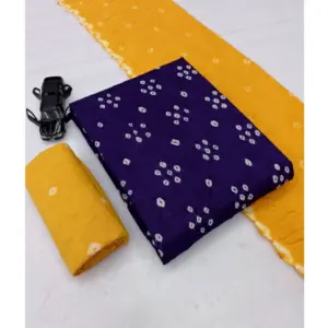 Women's Cambric Cotton Printed Unstitched Salwar Suit Material With Dupatta 2.3Mtrs (Purple)