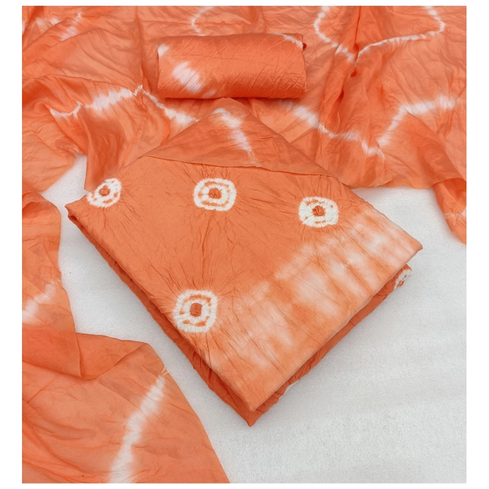 Women's Chanderi Cotton Printed Unstitched Salwar Suit Material With Dupatta 2.3Mtrs (Peach) - Image 2