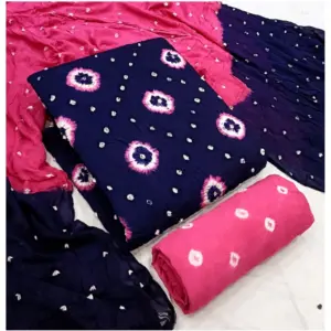 Women's Rayon Printed Unstitched Salwar Suit Material With Dupatta 2.3Mtrs (Blue)