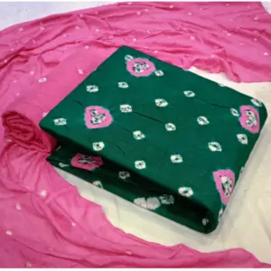 Women's Rayon Printed Unstitched Salwar Suit Material With Dupatta 2.3Mtrs (Rama)