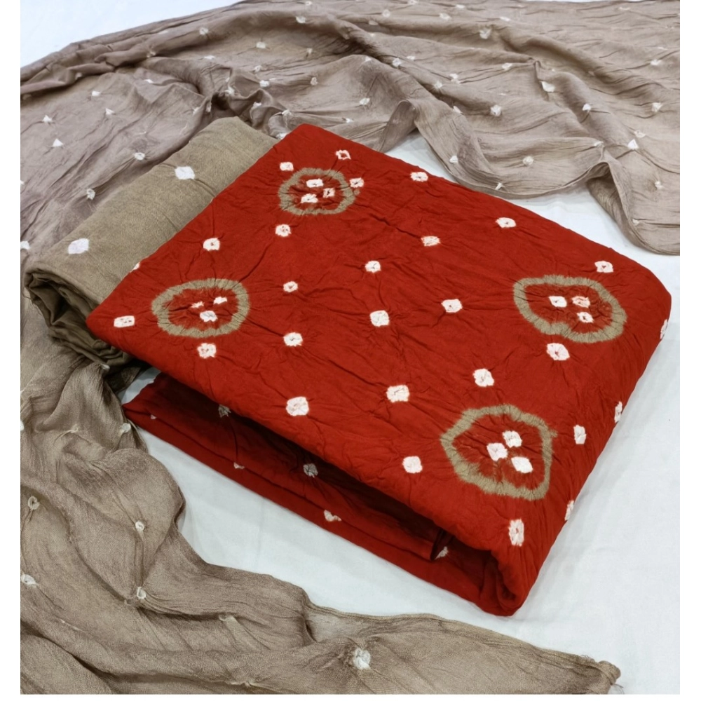 Women's Rayon Printed Unstitched Salwar Suit Material With Dupatta 2.3Mtrs (Orange)