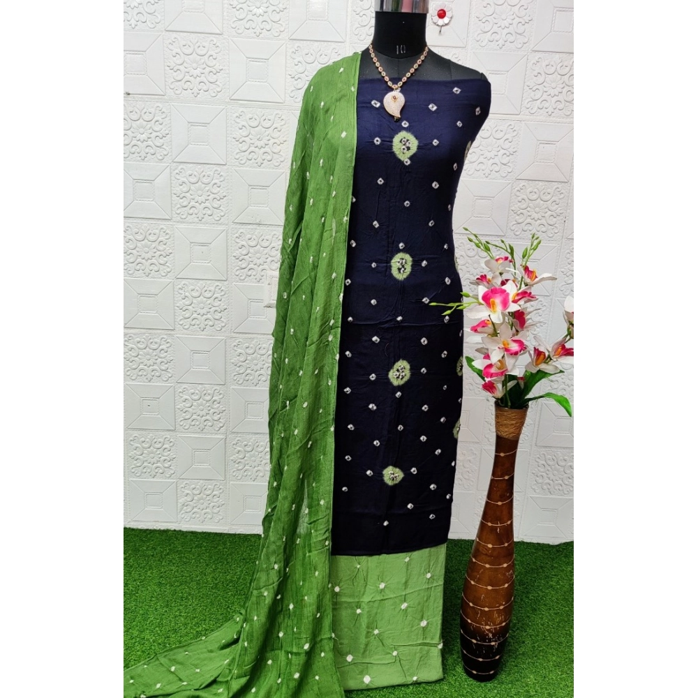 Women's Rayon Printed Unstitched Salwar Suit Material With Dupatta 2.3Mtrs (Black) - Image 2