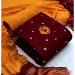 Women's Rayon Printed Unstitched Salwar Suit Material With Dupatta 2.3Mtrs (Red)