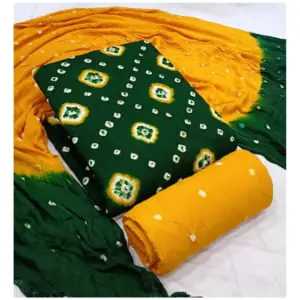 Women's Rayon Printed Unstitched Salwar Suit Material With Dupatta 2.3Mtrs (Green)