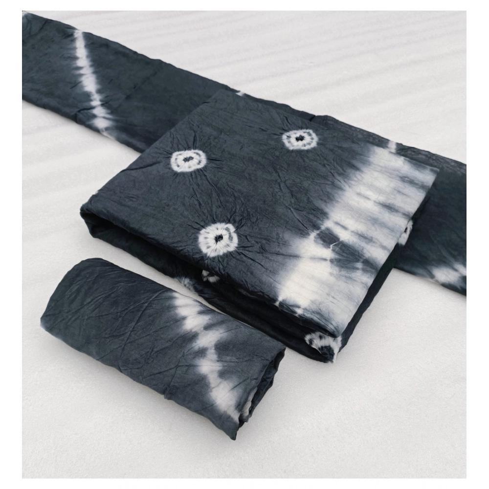 Women's Chanderi Cotton Printed Unstitched Salwar Suit Material With Dupatta 2.3Mtrs (Grey)