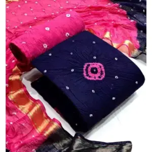 Women's Rayon Printed Unstitched Salwar Suit Material With Dupatta 2.3Mtrs (Blue)