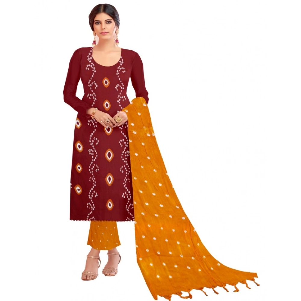 Women's Rayon Printed Unstitched Salwar Suit Material With Dupatta 2.3Mtrs (Red) - Image 3