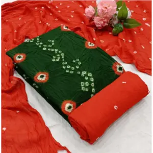 Women's Rayon Printed Unstitched Salwar Suit Material With Dupatta 2.3Mtrs (Mehendi Green)