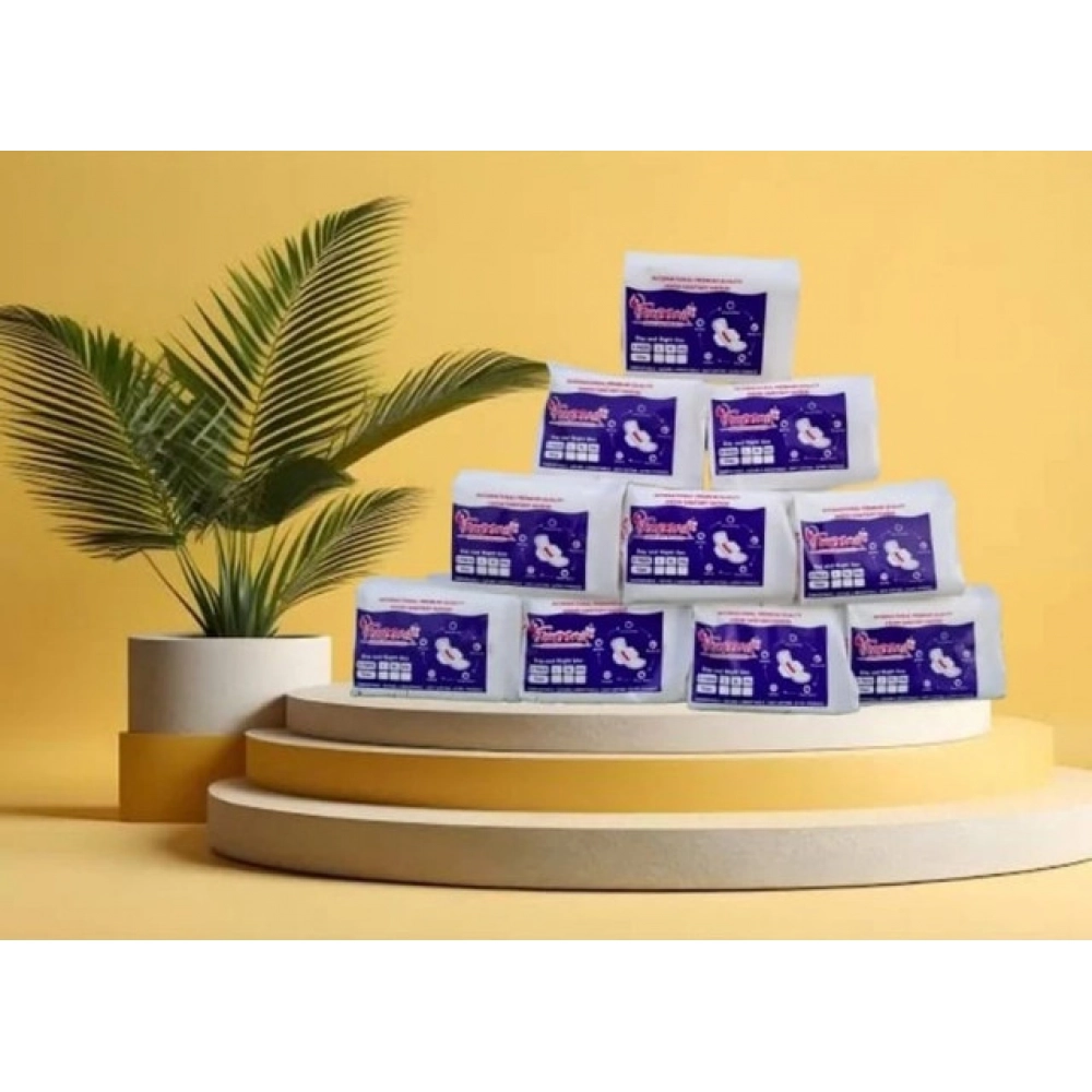 Pack of_12 Pcs Cotton Bamboo Sanitary Pads with Wings (White, each pack_6 pads) - Image 3