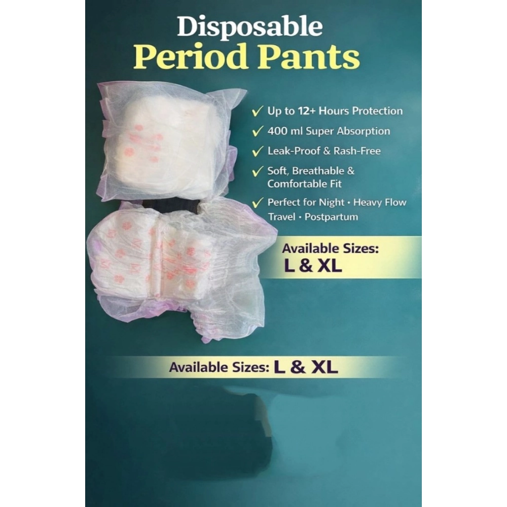 Pack of_10 Pcs Cotton Disposable Lady Period Pants Sanitary Napkin (White) - Image 2