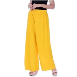 Women's Casual Rayon Solid Ankle Length Palazzo (Yellow , Free Size)